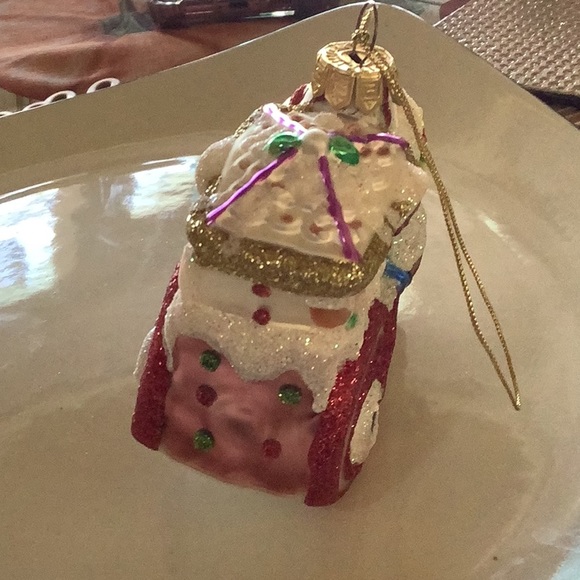 Glass train, ornament, red white and green, cute face take them home and… - Picture 5 of 7